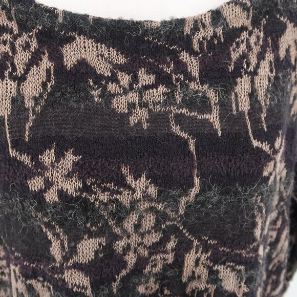 Free People Black and Brown Pullover Floral Sweater Zipper Detail Size XS - Picture 4 of 9
